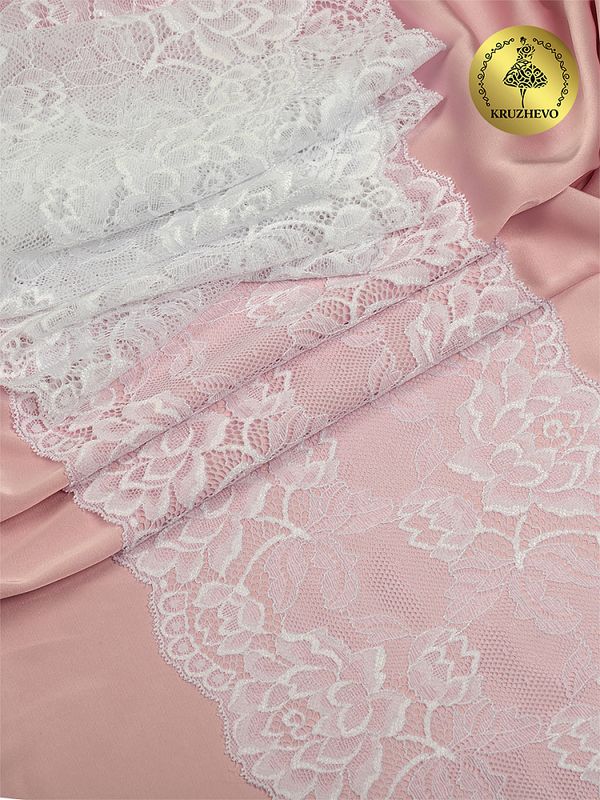 Кружево бельевое эластичное 180 мм / 3 метра, TBY.L838, цв.01 белый, Kruzhevo