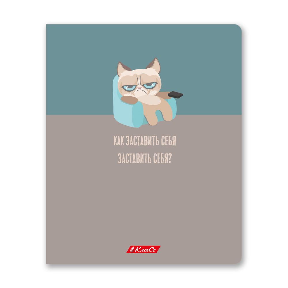 Тетрадь ученическая общая, софт тач, A5+ 96 л. на скобе, белизна 100%, 5 шт, клетка, 000350 Кот-пофигист, Светоч 96ТСК5_12_3_1