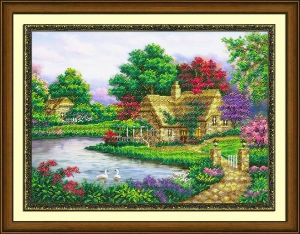 Набор для вышивания бисером Паутинка, Сказочный пруд 38х28 см