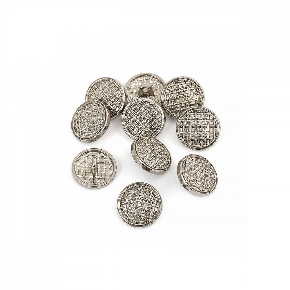 Пуговицы на ножке металлические 24L=15мм, С-MP06 цв.серебро, 10 шт