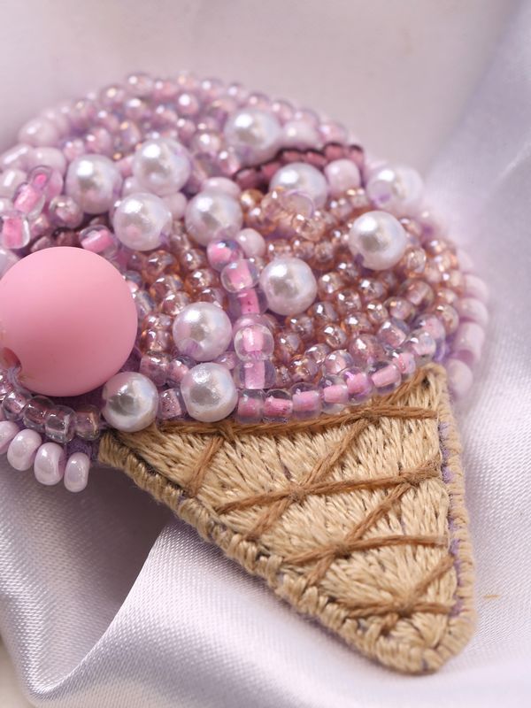 Набор для вышивания бисером Klart, Брошь. Мороженое, 3.5х5 см