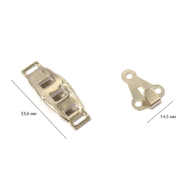 Крючки брючные (юбочные) пришивные 33.6х14.5 мм, регулируемые цв.никель, уп. 100 шт