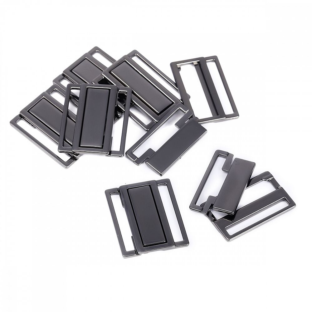 Пряжка-застежка для купальников металл 25.0 мм, 123SW цв.черный никель уп.10 шт