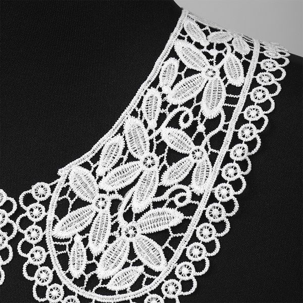 Пришивной кружевной воротник гипюр Kruzhevo 17.5х8 см, TBY.HX-02, цв.01 белый, уп.25 пар