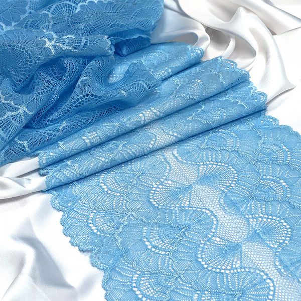 Кружево бельевое эластичное 195 мм / 3 м, 8034 цв.F198 голубой, Kruzhevo