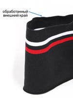 Подвяз (довяз) трикотажный 14.0х100 см, черный с белой и красной полосами, 100% п/э, 5 штук