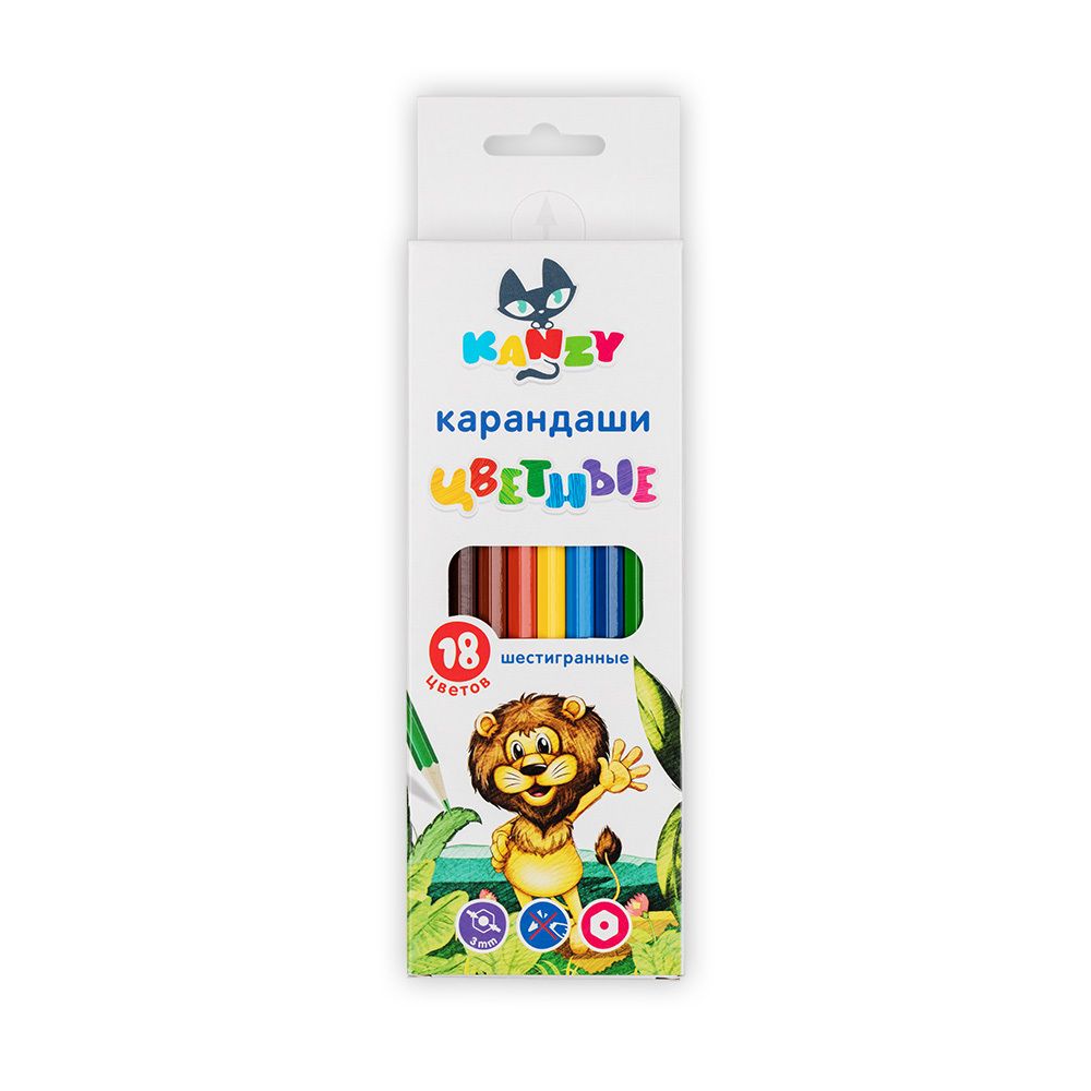Набор цветных карандашей CP-4018 заточенный 4х18 цв, Набор цветных карандашей CP-4018 заточенный 4х18 цв, Kanzy CP-4018
