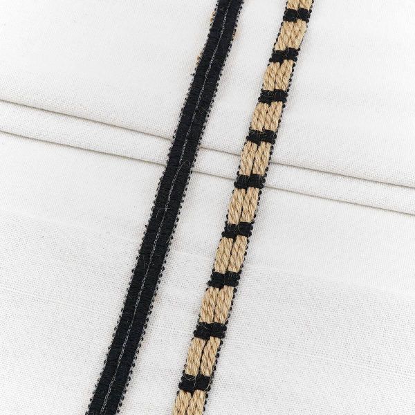 Тесьма отделочная лен 12 мм / 20 метров, 1-Н34, 80% лен, 20% х/б, цв. черный, 23511