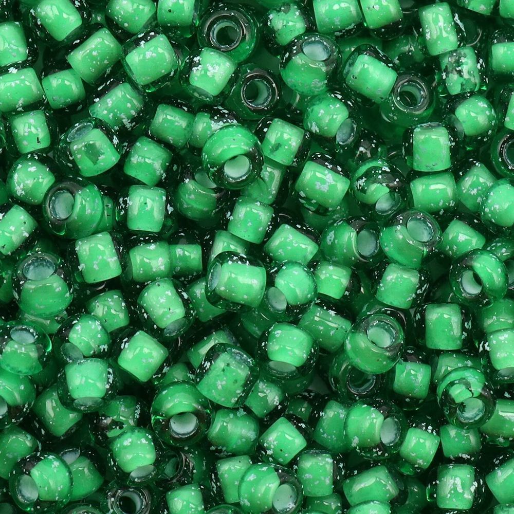 Бисер Astra&Craft 11/0 (2.1 мм), 200 г (10х20 г), цв. 23А-4 т. зеленый/прозрачный с цветным центром