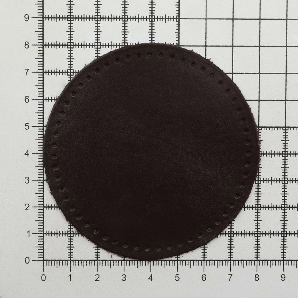 Заплатки пришивные из кожи, круг ⌀8см с перфорацией, 2 шт, 100% кожа, 03 темно-коричневый, 9121