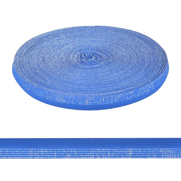 Тесьма (лента) окантовочная 18 мм / 50 метров, вязаная, 6901 цв.т.василек с серебром