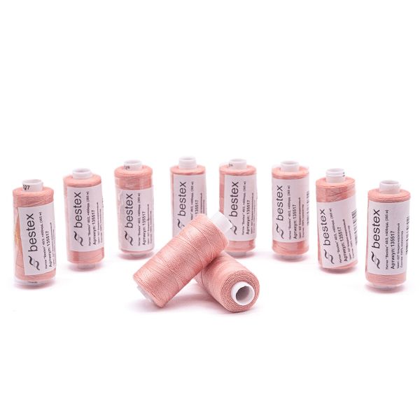 Нитки швейные бытовые Bestex 40/2, 365 м (400 ярд) / 10 кат., 027 бледно-коралловый
