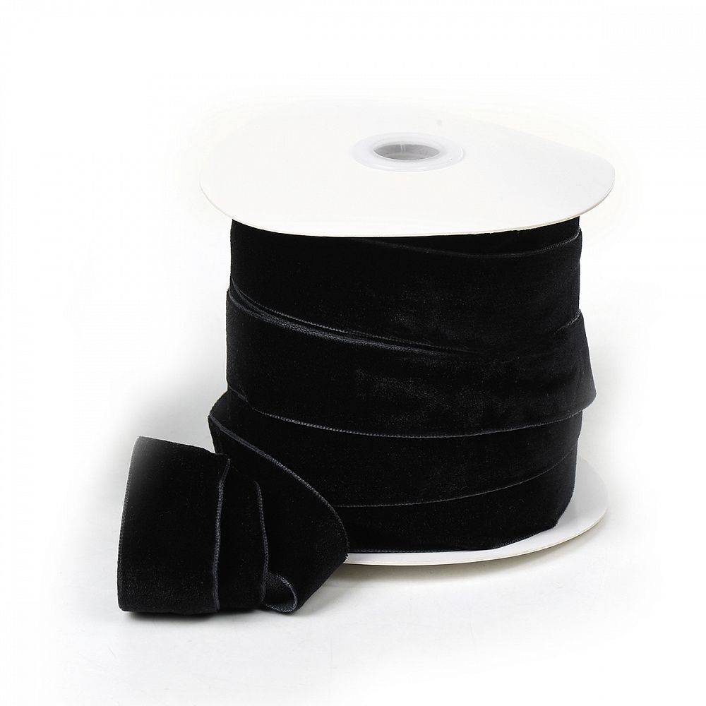 Лента бархатная (тесьма) 20.0 мм / 22.86±1 метров, арт.20VR03 нейлон цв.черный