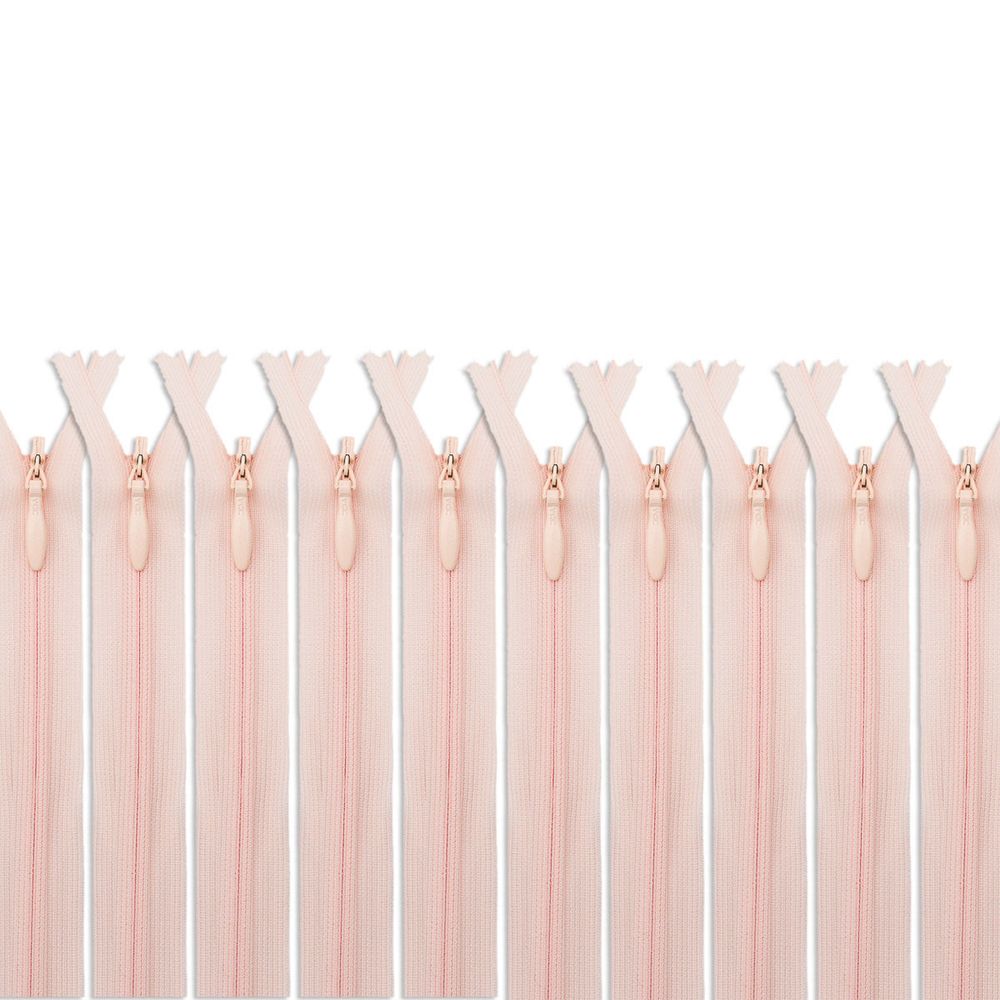 Молния потайная (скрытая) Т3 (3 мм) 1 зам., н/раз., 50 см, св. персик, 31305 / 50, 10 шт