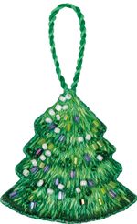 Набор для вышивания нитками Panna Живая картина JK-2328, Новогодняя игрушка. Зеленая красавица, 5х5 см