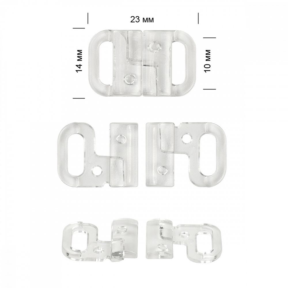 Застежки для купальника (бикини) пластик 10.0 мм, 50 шт, прозрачный