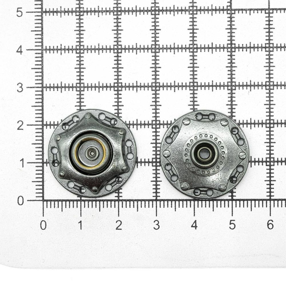 Кнопка пришивная металл ⌀24.0 мм, чер.никель, 4 шт