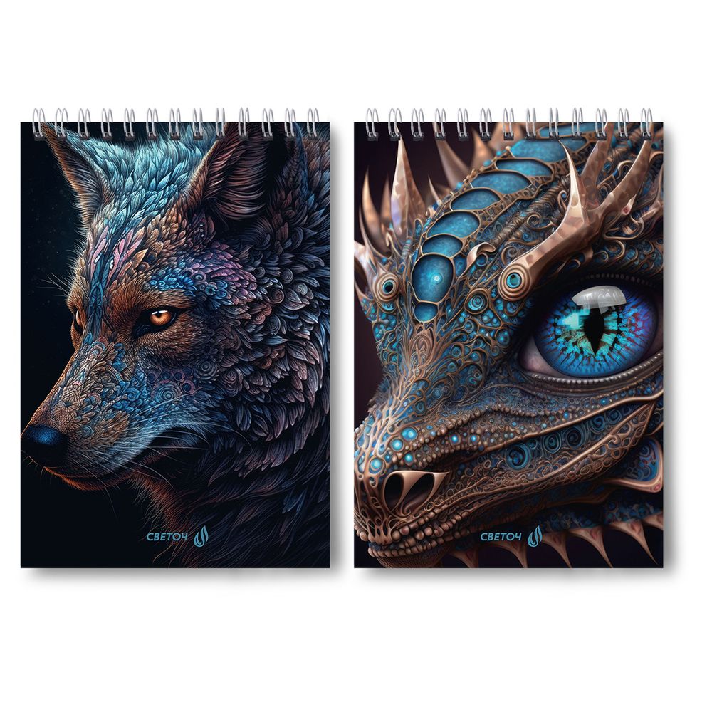 Блокнот на гребне, выборочный лак, A5 80 л., 4 шт, клетка, Взгляд 01240, Светоч Б127