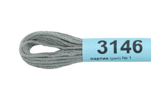 Мулине Gamma 100% хлопок, цв.3146 серый, 24 мотка по 8 метров