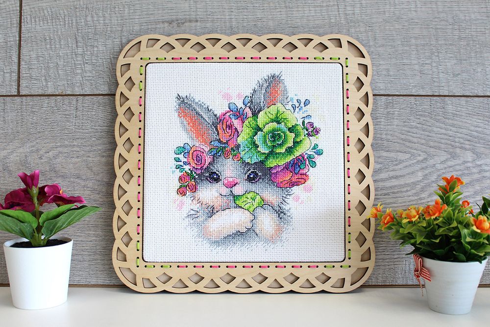 Набор для вышивания нитками МП Студия (Жар-птица), Очаровательный кролик 19х16 см