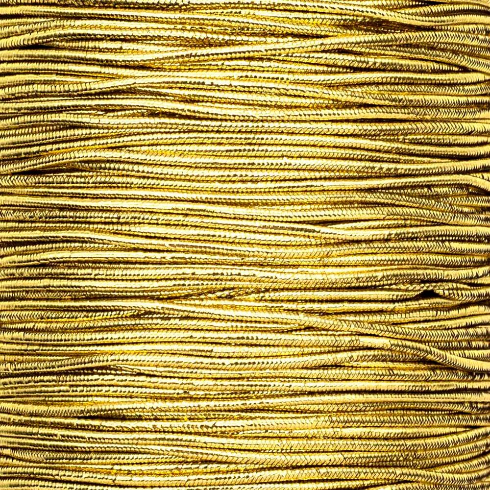Резинка шляпная (шнур эластичный) ⌀1.0 мм / 100 метров, 0370-6100, металлизированный, светлое золото
