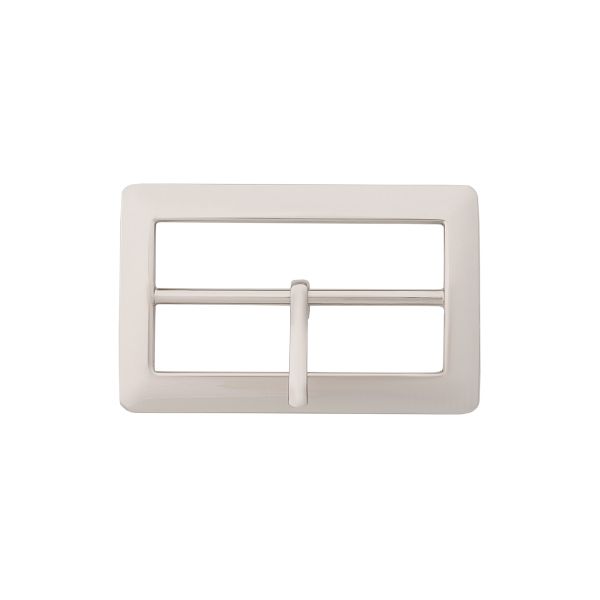 Пряжка ременная металл 40 мм, прямоугольная, серебро (никель), 1 шт, (MB-155)