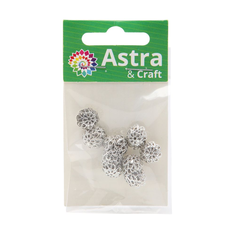 Шапочка для бусин 4AR204, 9мм 50 шт/упак, Astra&Craft (Никель)