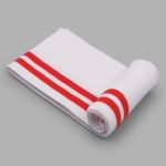 Подвяз (довяз) трикотажный 7.5х80 см, однослойный в полоску, белый/красный цв.820