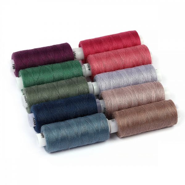 Швейные нитки (набор) 40/2, 10 кат. по 366 м, 100% п/э, MIX DS, ассорти (пыльные оттенки)