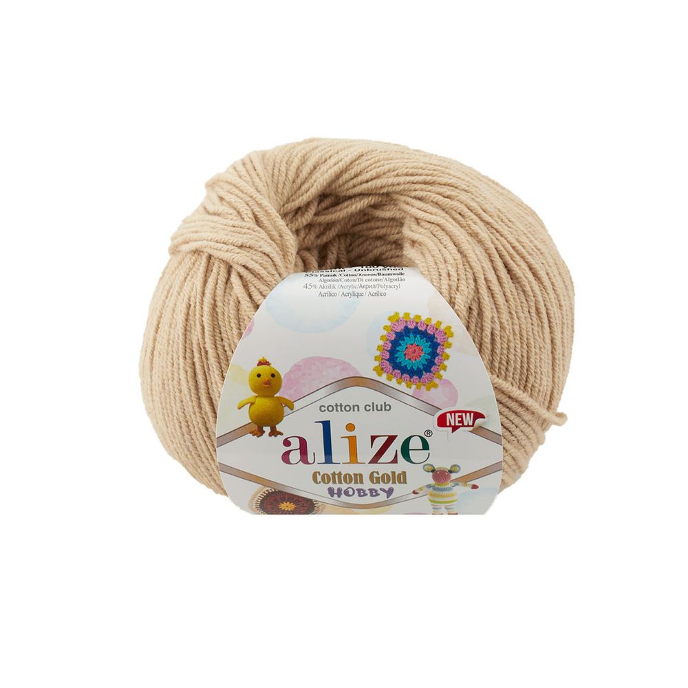 Пряжа Alize (Ализе) Cotton Gold Hobby New / уп.10 мот. по 50 г, 165 м, 262 беж