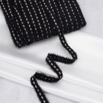 Тесьма отделочная твидовая 20 мм / 82.29 метра, пушистая с люрексом, черный, 3Al287