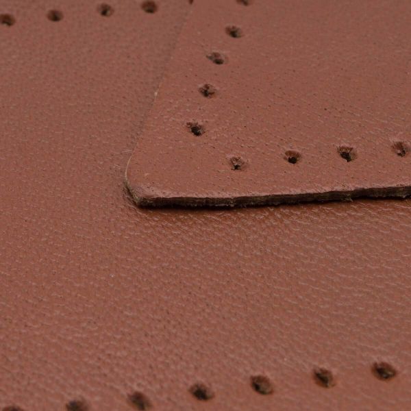 Заплатки пришивные из кожи, ромб 6х8,4см с перфорацией, 2 шт, 100% кожа, 02 светло-коричневый, 9115