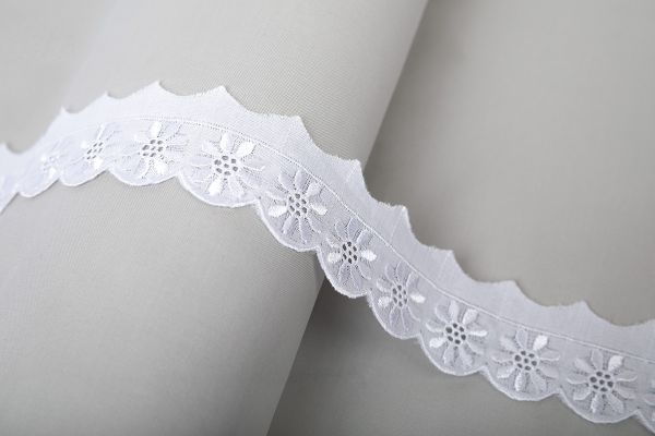 Кружево шитьё 35 мм / 9.7 м, ±0.2 м, Турция, белый, Gamma GYEM-35-950