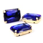 Хрустальные стразы в цапах прямоугольные (золото) сапфир 13х18мм, 3 штук Astra&Craft, ПЦ009НН1318