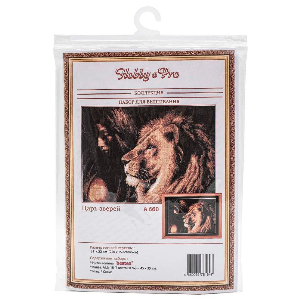 Набор для вышивания нитками Hobby&Pro, Царь зверей, 22х31 см