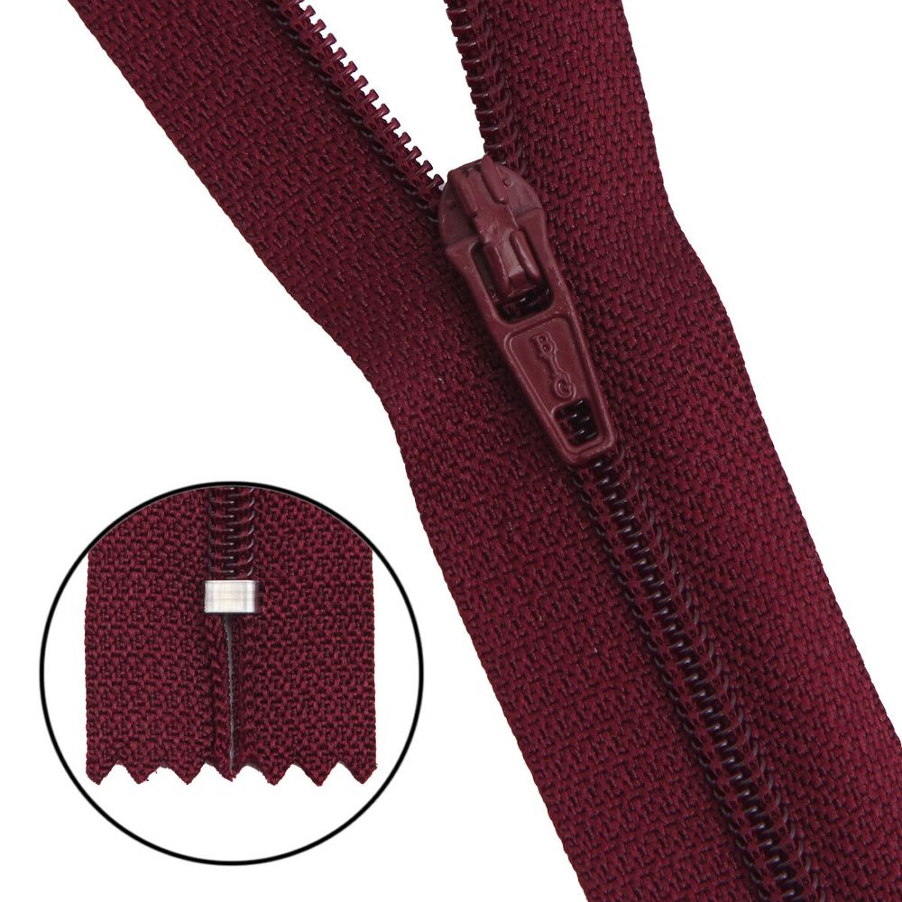 Молния спираль (витая) Т3 (3 мм) 1 зам., н/раз., 20 см, автомат, т.бордо 20 см, 30100, 10 шт