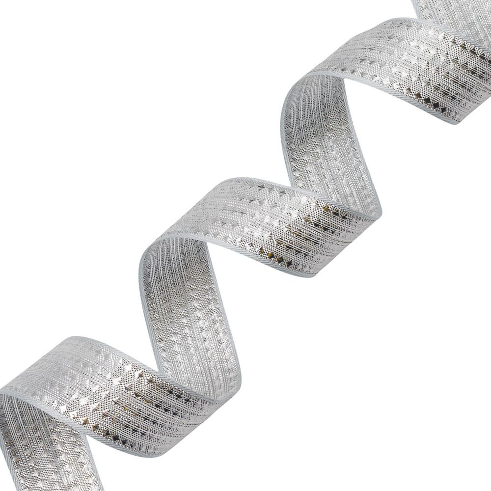 Лента декоративная подарочная 25.0 мм / 25±1 метров, рис.9015, 1 серебро, С3687Г17 Стрела-25