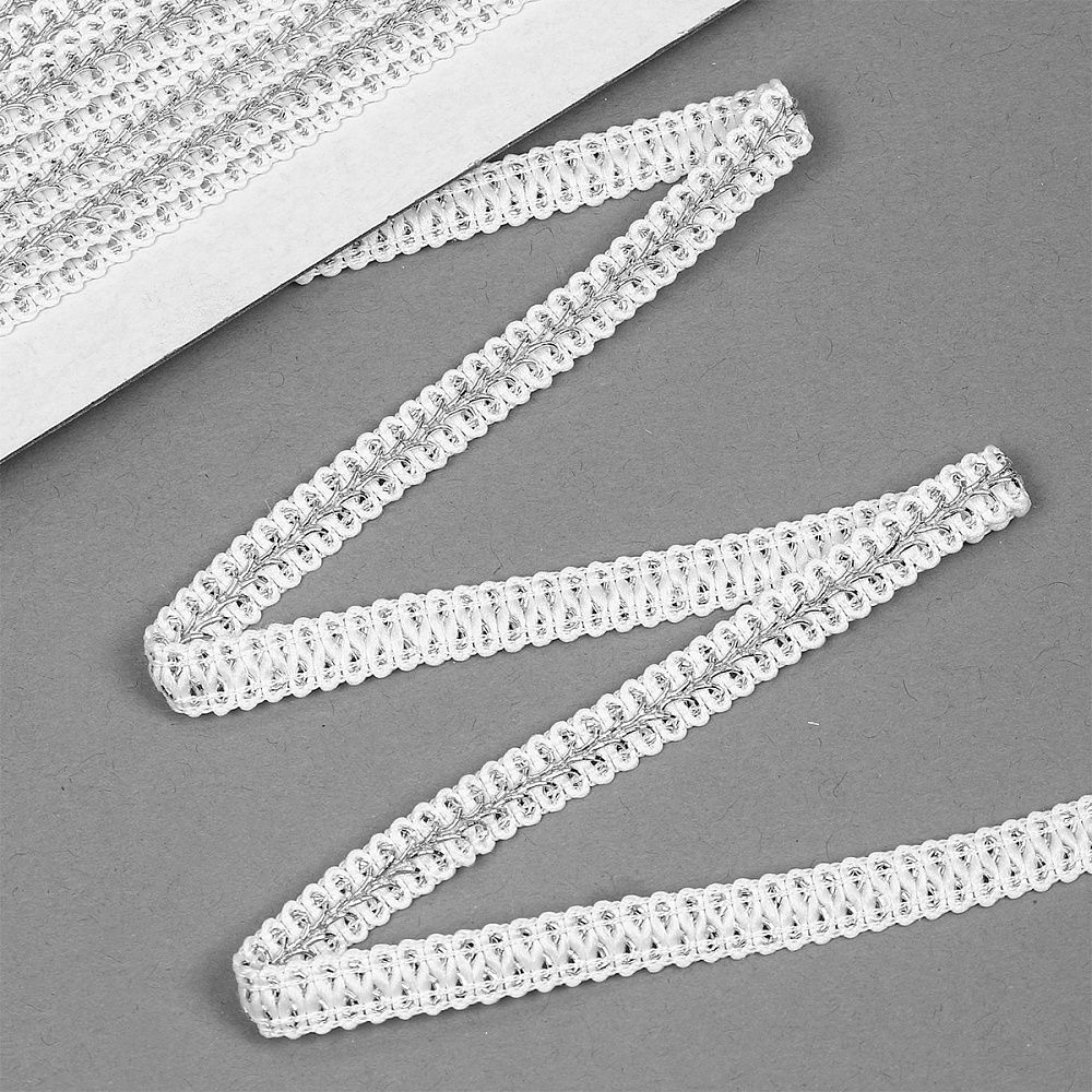 Тесьма Шанель плетеная 12 мм, 0384-0018 цв.серебро уп.9м