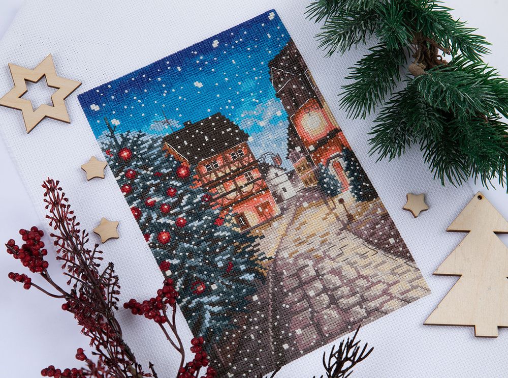Набор для вышивания нитками Panna, Новогодняя улочка, 21х14 см