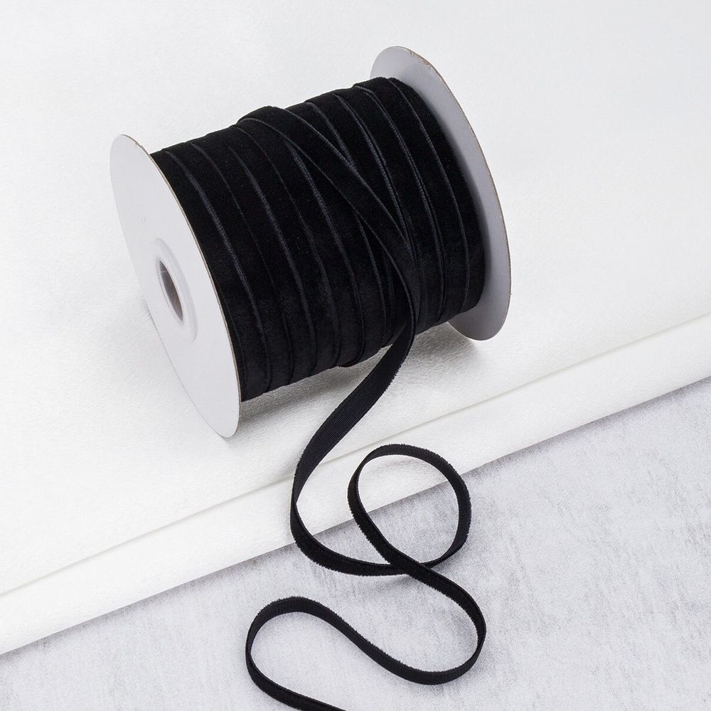 Лента бархатная (тесьма) 06.0 мм / 32.9±2 метров, 0081-0701 (8611 черный (141757))