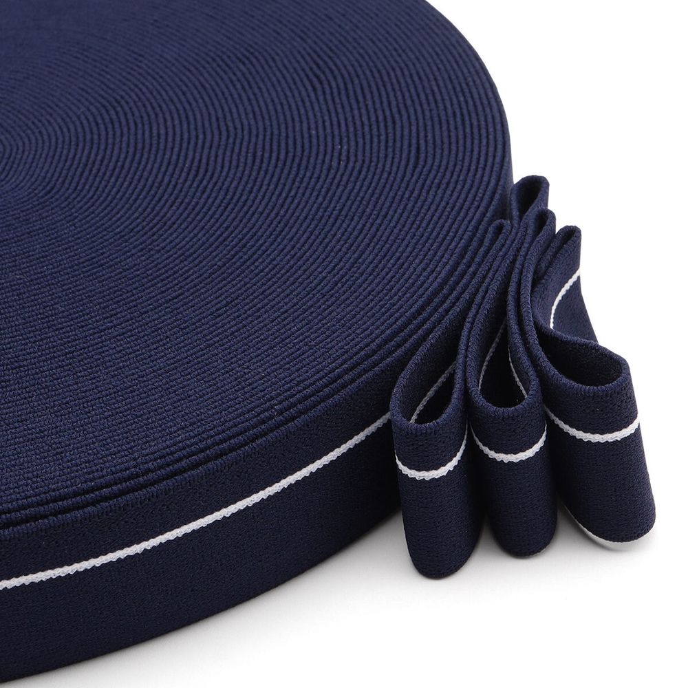 Резинка для мужских трусов и боксеров 30.0 мм / 25 метров, тканая мягкая, 21 г/м, т.синий/белый полоса