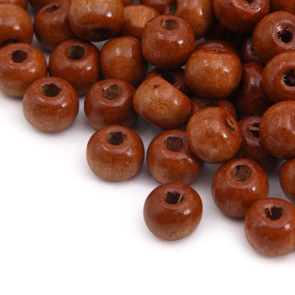 Деревянные бусины круглые, 8 мм, упак. 50 гр, Астра, коричневый
