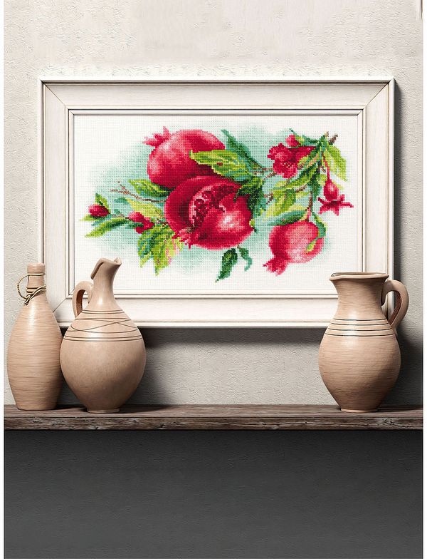 Набор для вышивания нитками Риолис, Сочные гранаты 30х21 см