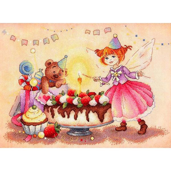 Набор для вышивания нитками МП Студия, Задорный День рождения 20х30 см