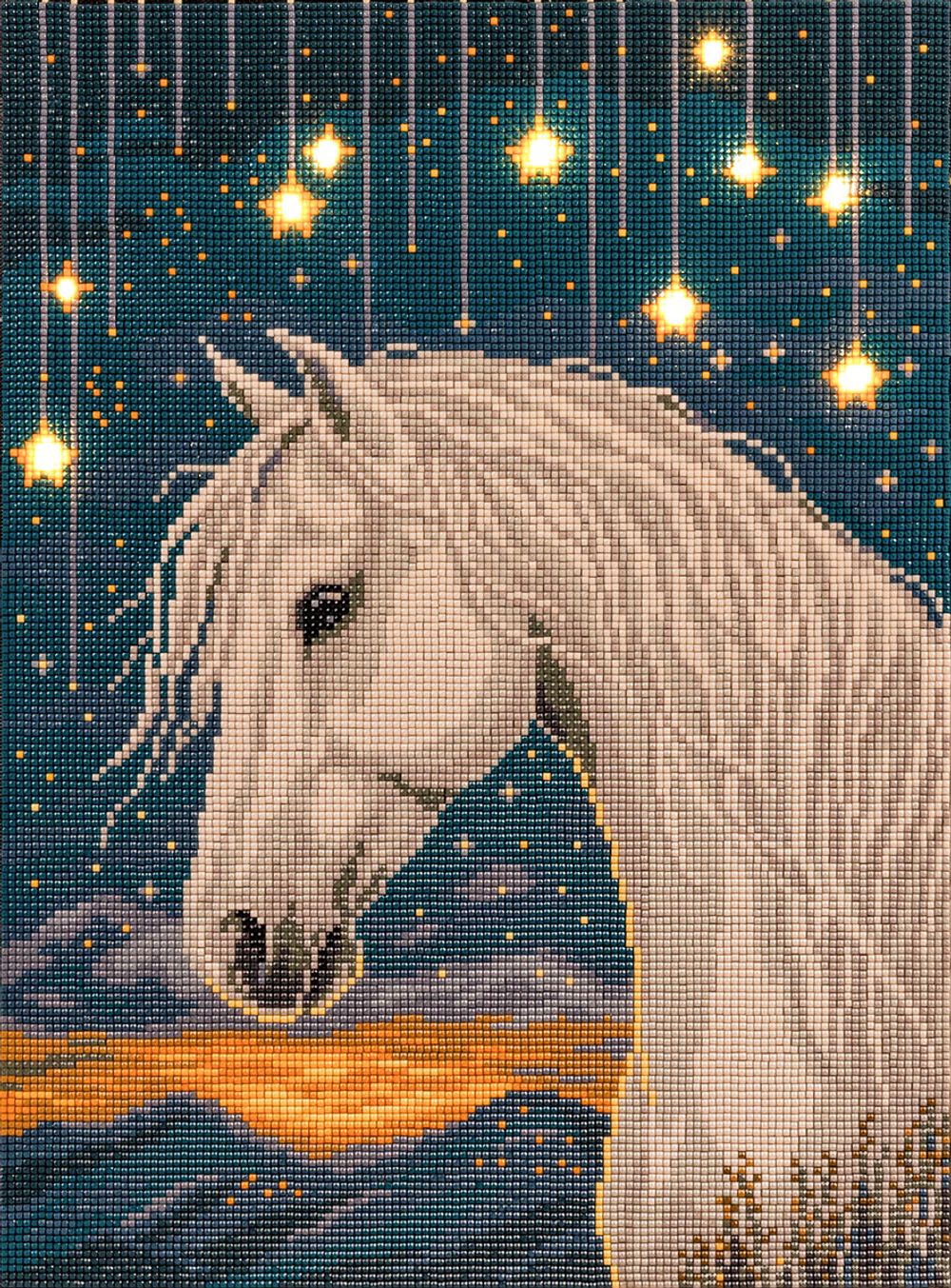 Кристальная (алмазная) мозаика Фрея ALDD-315, на подрамнике, Лунный конь (со светодиодами), 30х40 см