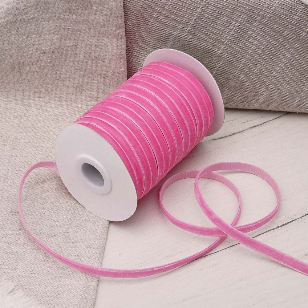 Лента бархатная (тесьма) 06.0 мм / 32.9±2 метров, 0081-0701, 11 малиновый