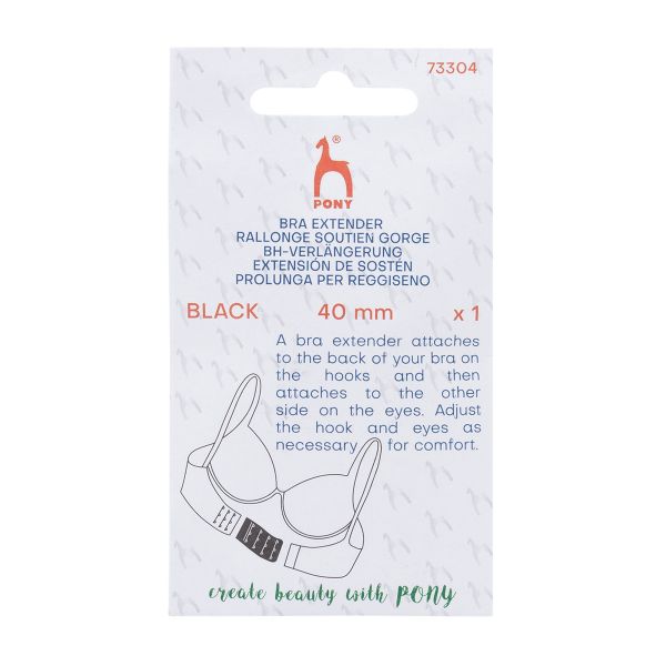 Удлинитель застежки для бюстгальтера 3*2, 40 мм, черный, 1 шт, Pony, 73304