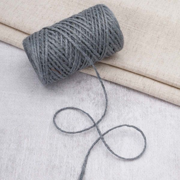 Шпагат джутовый ⌀1.4 мм / 50 метров (50 г), 2-ниточный, 1200 текс, евробобина, серый