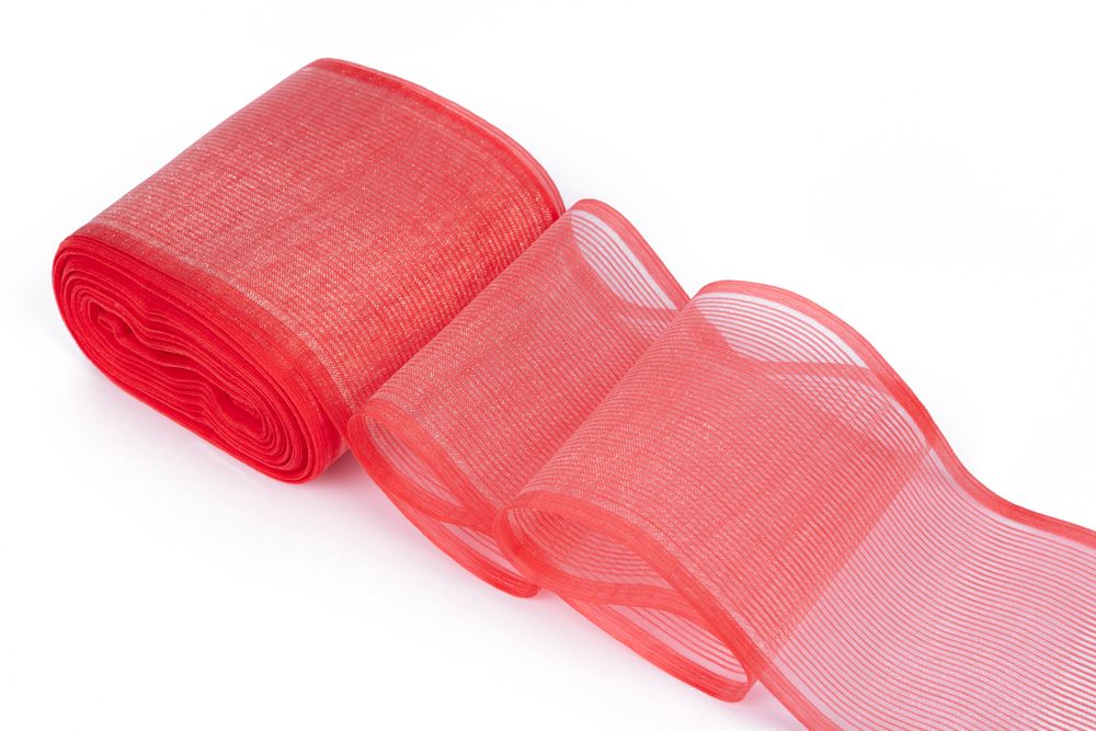 Лента капроновая (органза) для бантов 75-80.0 мм / 25±1 метров, красный, Gamma С 3622, Gamma С 3622
