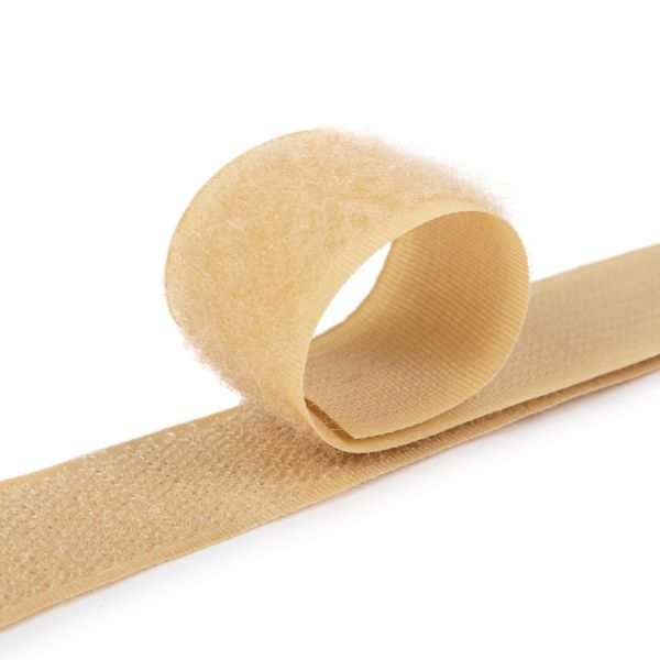 Лента контактная липучка (велкро) пришивная 25 мм / 25 метров, 034 бежевый, Gamma LG-25, ПАРА (крючок+петля), качество 